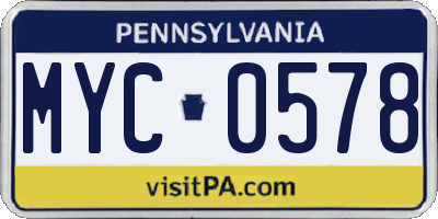 PA license plate MYC0578