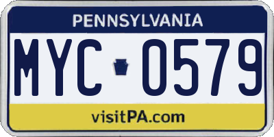 PA license plate MYC0579