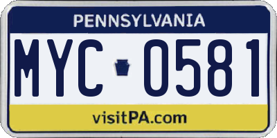 PA license plate MYC0581