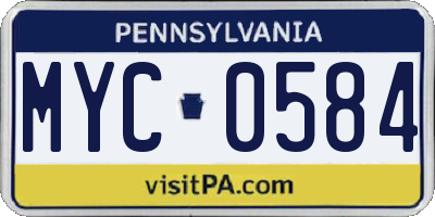 PA license plate MYC0584