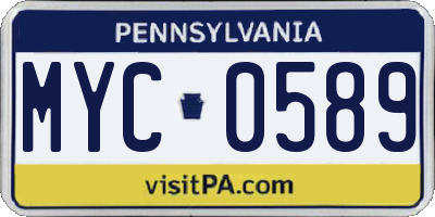 PA license plate MYC0589