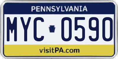 PA license plate MYC0590