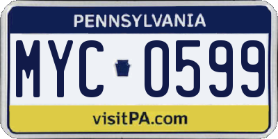 PA license plate MYC0599