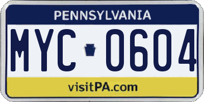 PA license plate MYC0604
