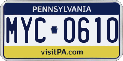 PA license plate MYC0610