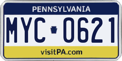 PA license plate MYC0621