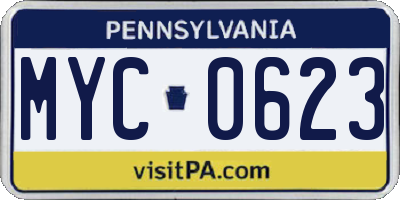 PA license plate MYC0623
