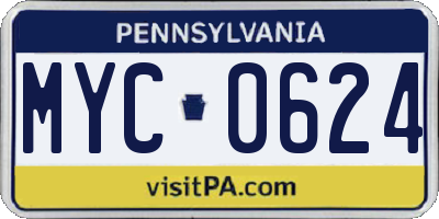 PA license plate MYC0624