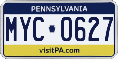PA license plate MYC0627