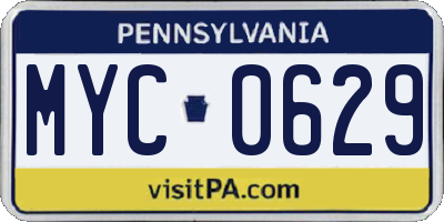 PA license plate MYC0629