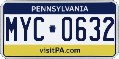 PA license plate MYC0632