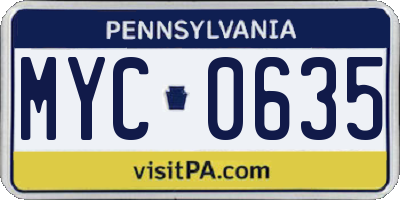 PA license plate MYC0635