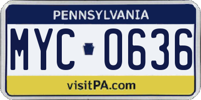 PA license plate MYC0636