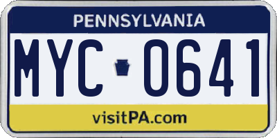 PA license plate MYC0641