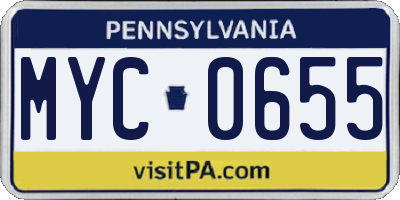 PA license plate MYC0655