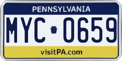 PA license plate MYC0659