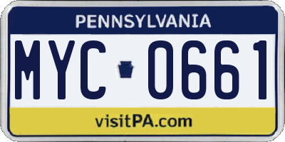 PA license plate MYC0661