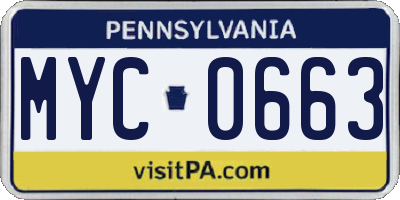 PA license plate MYC0663