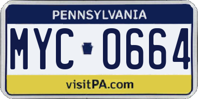 PA license plate MYC0664