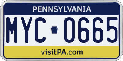 PA license plate MYC0665