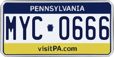 PA license plate MYC0666