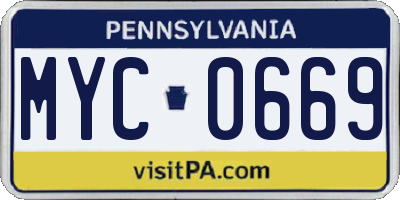 PA license plate MYC0669