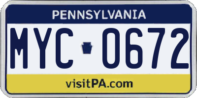 PA license plate MYC0672