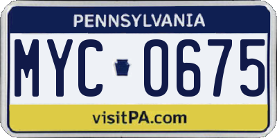PA license plate MYC0675