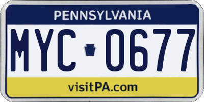 PA license plate MYC0677