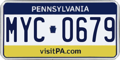 PA license plate MYC0679