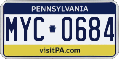 PA license plate MYC0684