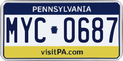 PA license plate MYC0687