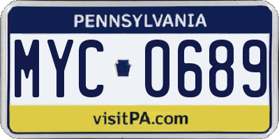 PA license plate MYC0689