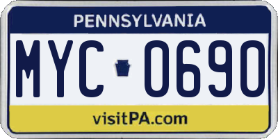 PA license plate MYC0690