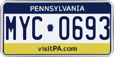 PA license plate MYC0693