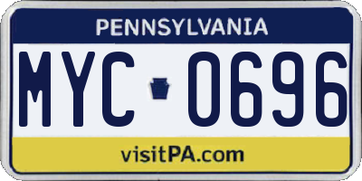 PA license plate MYC0696