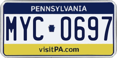 PA license plate MYC0697