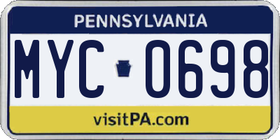 PA license plate MYC0698