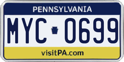 PA license plate MYC0699