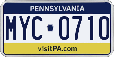 PA license plate MYC0710