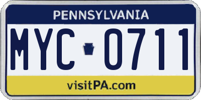 PA license plate MYC0711