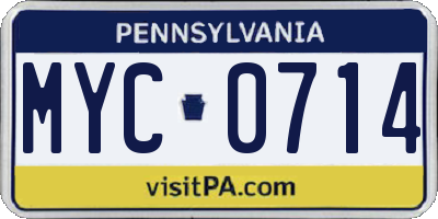 PA license plate MYC0714