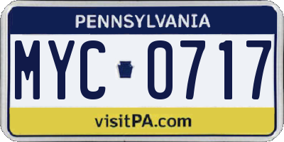 PA license plate MYC0717