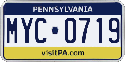 PA license plate MYC0719