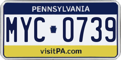 PA license plate MYC0739