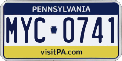 PA license plate MYC0741