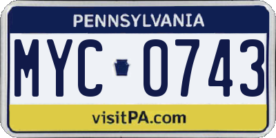 PA license plate MYC0743