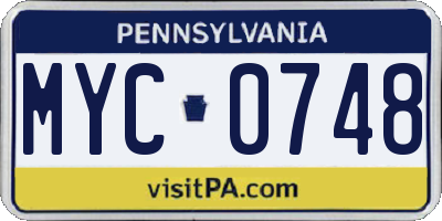 PA license plate MYC0748
