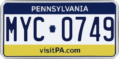 PA license plate MYC0749