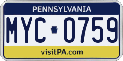 PA license plate MYC0759